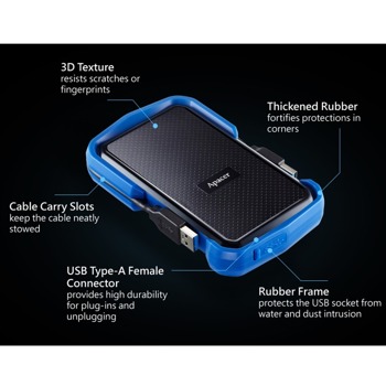 Твърд диск 2TB, Apacer AC631, черен, външен, USB 3.2 Gen 1 | JAR Computers Apacer AC631, 2TB