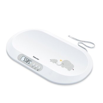 Бебешка електронна везна Beurer BY 90, Smart, LCD дисплей, прехвърляне на данни чрез Bluetooth, измерване на дължина, максимално тегло 20кг, бяла | JAR Computers Beurer BY 90 95606