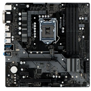 Дънна платка ASRock H370M Pro4 в комплект с Intel Core i5-8500 + подарък 16GB USB Flash Drive Silicon Power Ultima U02, H370, LGA1151, DDR4, PCI-E (HDMI&DVI)(CFX), 6x SATA 6Gb/s, 2x M.2 Socket, 1x USB 3.1 (Type-C), Micro ATX | JAR Computers ASRock H370M Pro4 + i5-8500 + 16GB USB