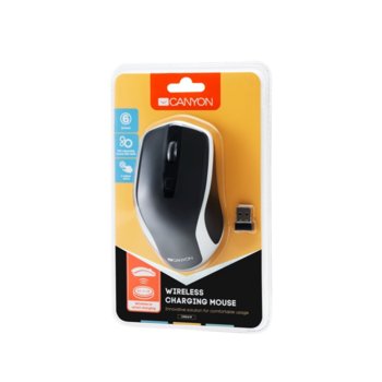 Мишка Canyon CNS-CMSW19B, безжична, оптична (1600 dpi), 6 бутона, USB, черна | JAR Computers Canyon CNS-CMSW19B