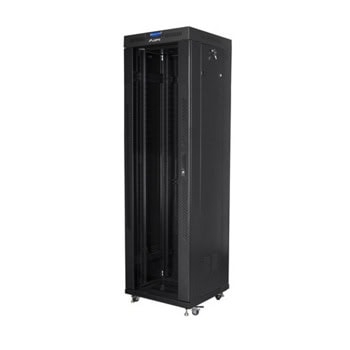 Комуникационен шкаф Lanberg FF01-6642-12BL, 19", 42U, 212.7 x 60 x 60 cm, товароносимост до 1200кг, термостат, черен | JAR Computers Lanberg FF01-6642-12BL