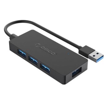 USB Хъб Orico HS4U-U3-BK-BP, от USB 3.0(м) към 4x USB 3.0(ж), черен image