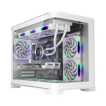 Кутия 1stPlayer UV6 White, mATX/Mini-ITX, 2x USB 3.0, с прозорец, бяла, без захранване | JAR Computers Кутия 1stPlayer UV6 бяла