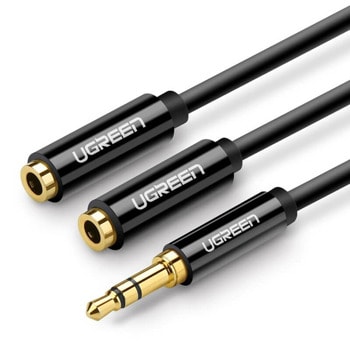Кабел Ugreen 20816, от 3.5mm Jack(м) към 2x 3.5mm Jack(ж), 0.2m, черен | JAR Computers Кабел Ugreen 3.5mm м към 2x 3.5mm ж