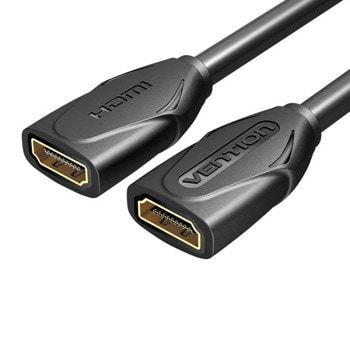 Удължителен кабел Vention AAXBD, от HDMI 2.0(ж) към HDMI 2.0(ж), 0.5m, екраниран, черен | JAR Computers кабел vention hdmi 2.0 ж to hdmi 2.0 ж 0.5m AAXBD