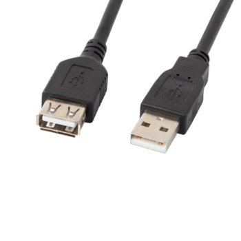 Кабел Lanberg CA-USBE-10CC-0018-BK, USB Type A(м) към USB Type A(ж), 1.8m, черен | JAR Computers Lanberg CA-USBE-10CC-0018-BK