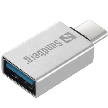 Преходник Sandberg, от USB C(м) към USB A 3.0(ж), метален, сребрист | JAR Computers Преходник Sandberg USB C to USB A 3 0