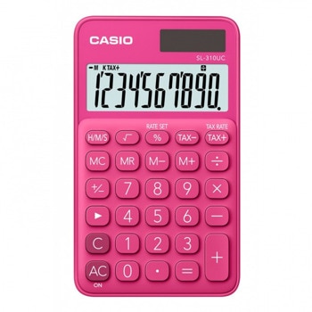 Калкулатор Casio SL-310UC, 10 разряден дисплей, джобен, изчисляване на %, бутон за бърза корекция, червен | JAR Computers Калкулатор Casio SL-310UC Red SL-310UC-RD