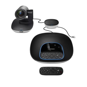 Конферентна станция Logitech Conference Group, камера/дистанционно/колони/хъб, Full HD, LCD дисплей, 30 FPS, USB 2.0 | JAR Computers Logitech GROUP 960-001057