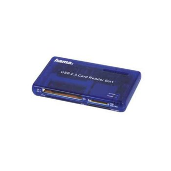 Четец за карти Hama 55348, USB 2.0, SD/SDUltra/SDExtreme/SDHC, син image