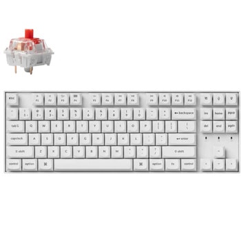 Клавиатура Keychron K8 Pro White QMK/VIA TKL (K8P-P1), механична, Hot-Swappable K Pro Red суичове, безжична, гейминг, RGB подсветка, Plastic Frame, бяла, USB, Bluetooth | JAR Computers Keychron K8 Pro White QMK/VIA TKL K8P-P1