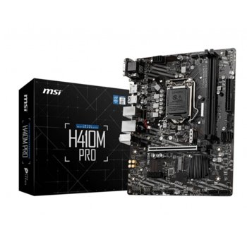 Дънна платка MSI, H410M PRO, H410, LGA1200, DDR4, M.2, 4x SATA 6Gb/s, PCIe, (LAN/DVI-D/HDMI/USB 3.2 Gen 1 5Gbps Type-A/USB 2.0/Audio Connectors), Mirco-ATX | JAR Computers MSI H410M PRO