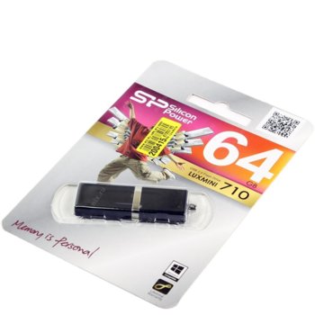Памет 64GB USB Flash Drive, Silicon Power LuxMini 710, USB 2.0, черна | JAR Computers 64GB USB Flash Silicon Power LuxMini 710