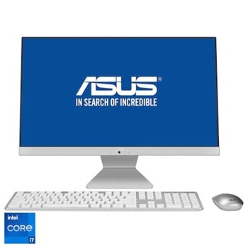 All in One компютър Asus V241EAK-WA019D(бял), четириядрен Tiger Lake Intel Core i7-1165G7 2.8/4.7 GHz, 23.8" (60.45 cm) Full HD IPS Anti-Glare Display, 8GB DDR4, 512GB SSD, клавиатура и мишка, No OS | JAR Computers Asus All-in-one V241EAK-WA019D