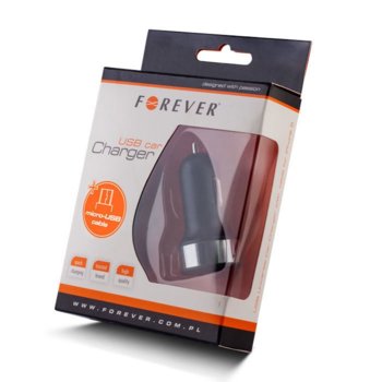 Зарядно за кола Forever UCA-02, 5V/1A, USB | JAR Computers Forever Зарядно за кола + каб. USB 1A черно