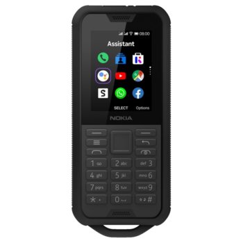 GSM Nokia 800 Tough (черен), поддържа 2 sim карти, 2.4" (6.096 cm) QVGA TFT дисплей, двуядрен Cortex A7 1.1 GHz, 512MB RAM, 4GB Flash памет (+microSDХC), 2.0 Mpix, KaiOS, IP68, 161g image