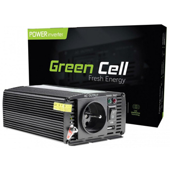 Инвертор Green Cell INV02, 300W, от DC 24V към AC 230V, модифицирана синусоида, за кола | JAR Computers Green Cell 24V to 230V 300W/600W INV02