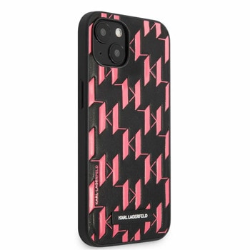 Monogram Plaque Case за iPhone 13 черен