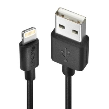 Кабел Lindy 31321, от USB A(м) към Lightning(м), 2m, черен | JAR Computers LINDY Kабел USB към Lightning 2m 31321