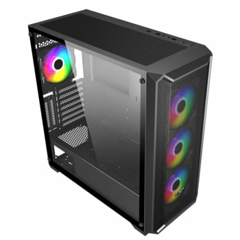 Кутия Fortron CMT591A, E-ATX/ATX/mATX/Mini-ITX, 2x USB 3.0, 4x ARGB вентилатора, с прозорец, черна, без захранване | JAR Computers FSP CMT591A POC0000193