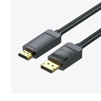 Кабел Vention HAGBI, от DisplayPort(м) към HDMI(м), 3m, черен, 3840x2160@30Hz, позлатени конектори | JAR Computers Vention HAGBI