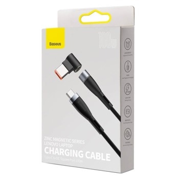 Кабел Baseus Zinc Magnetic Series, от USB C(м) към Lenovo DC Square Port 11 х 7 mm, черен | JAR Computers Baseus Zinc Magnetic Series Lenovo Laptop Charging