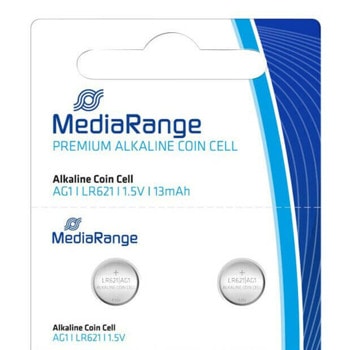 Батерии алкални MediaRange Premium Coin Cells MRBAT110 AG1 (LR621), 1.5V, 13mAh, 2бр. | JAR Computers BATTERY MRBAT110 2 Pack