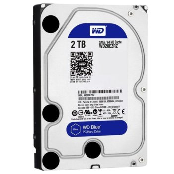 Твърд диск 2TB Western Digital Blue Desktop Hard Disk Drive - SATA 6Gb/s, 5400 RPM, 64MB Cache, 3.5" (8.89cm) | JAR Computers Western Digital Blue 2TB Desktop SATA III 64MB