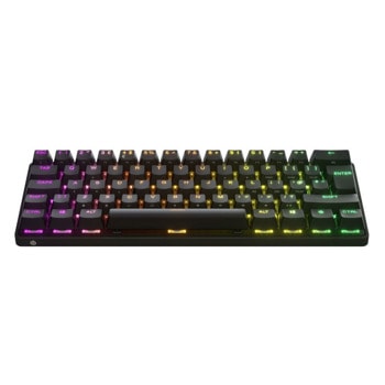 Клавиатура SteelSeries Apex Pro Mini Wireless UK (5707119047906), гейминг, безжична, механична, OmniPoint 2.0 Adjustable switches, RGB подсветка, UK layout, черна, Bluetooth | JAR Computers Steelseries Apex Pro Mini Wireless UK