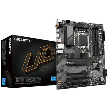 Дънна платка Gigabyte B760 DS3H AX (rev 1.1), B760, LGA1700, DDR5, PCI-E 4.0 (DP&HDMI), 2x M.2, 4x SATA 6Gb/s, 1x USB 3.2 Gen 2x2 Type-C, 1x USB 3.2 Gen 2 Type-A, Wi-Fi 6E, Bluetooth 5.3, ATX | JAR Computers Gigabyte B760 DS3H AX (rev. 1.1)