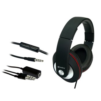 Слушалки Sandberg Play'n Go 125-86, микрофон, бутон за разговори, сваляем 1.5м кабел, черни | JAR Computers Sandberg Play'n Go Headset 125-86