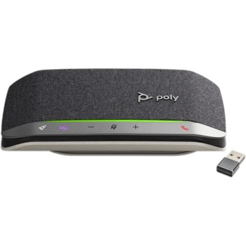 Тонколона Poly Sync 20+ M (216871-01), 1.0, Bluetooth, USB-A/USB-C, черна, преносима, микрофон, IP64, до 20 часа време на работа, Microsoft Teams сертифицирана, включен адаптер BT600 за безжично свързване с компютър | JAR Computers Poly SYNC 20+ M 216871-01