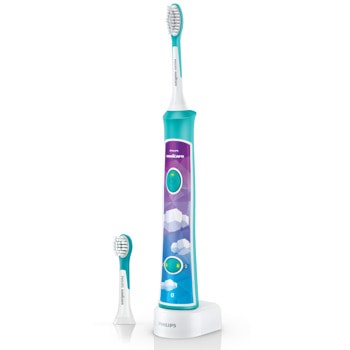 Ел. четка за зъби Philips Sonicare Kids HX6322/04, вграден Bluetooth, приложение за тренировка, 2 глави за четка, 2 режима + 8 стикера, бяла | JAR Computers Philips Sonicare Kids HX6322/04