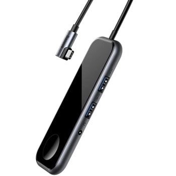 Докинг станция Baseus Mirror Series, от USB C към 2x USB A, 1x HDMI, 1x AUX, зарядно за Apple Watch, сива | JAR Computers Baseus Mirror Series CAHUB-AZ0G