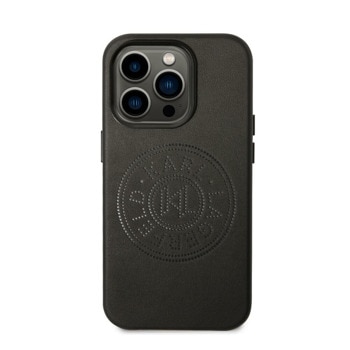 Leather Perforated Logo за iPhone 14 Pro Max черен