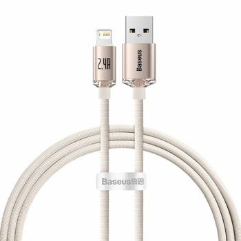 Кабел Baseus Crystal Shine USB-A to Lightning Cable (CAJY001304), от USB A(м) към Lightning(м), 1.2m, 20W, розов | JAR Computers Baseus CAJY001104