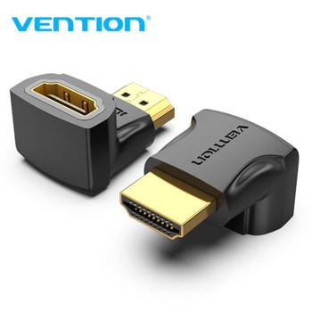 Адаптер Vention AIOB0 от HDMI(м) към HDMI(ж), черен, 4K 2160p@60Hz, 18 Gb/s, ъглов | JAR Computers Vention AIOB0