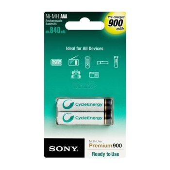 Акумулаторна батерия Sony NH-AAAB2GN NiMH, ААA, 900mAh, 1.2V, 2 броя в опаковка | JAR Computers Sony NH-AAAB2GN 2xAAA/900mAh