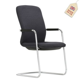 Посетителски стол Senator Symmetry, дамаска, подлакътници, метални крака, черен | JAR Computers Senator Symmetry Black