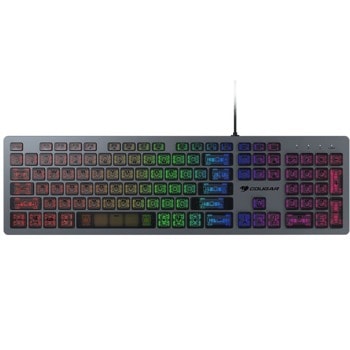 Клавиатура Cougar VANTAR AX Scissor (37VAAXNMI.0002), механична, RGB подсветка, Scissor суичове, нископрофилна, алуминиева, сива, USB image