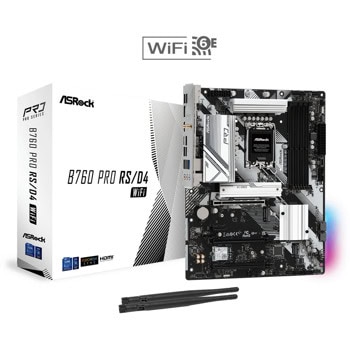 Дънна платка ASRock B760 Pro RS/D4 WiFi, B760, LGA1700, DDR4, PCI-E 4.0 (DP&HDMI), 4x SATA 6Gb/s, 2x Hyper M.2, 1x M.2, 1x USB 3.2 Gen 1 Type-C, 5x USB 3.2 Gen 1 Type-A, Wi-Fi 6E, Bluetooth 5.3, ATX | JAR Computers ASRock B760 Pro RS/D4 WiFi