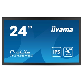 Тъч Монитор IIYAMA TF2438MSC-B1, 23.8" (60.45 cm) IPS панел, Full HD, 5ms, 1000:1, 600 cd/m2, DisplayPort, HDMI, USB | JAR Computers IIYAMA TF2438MSC-B1