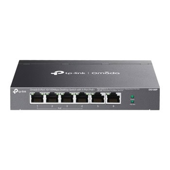 Суич TP-Link DS106P, 100 Mbps, 6 порта, 6x 10/100Mbps RJ-45 (4x PoE+) | JAR Computers TP-Link Omada DS106P
