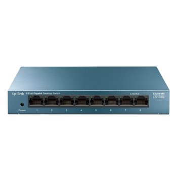 Суич TP-Link LS108G, 1000 Mbps, 8 порта, 8x 10/100/1000Mbps | JAR Computers Суич TP-Link LS108G 8-портов 10/100/1000 Mbps