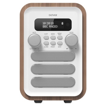 Радио Denver DAB-48WHITE, LCD дисплей, Bluetooth, 3.5mm жак, дърво | JAR Computers Радио Denver DAB-48WHITE