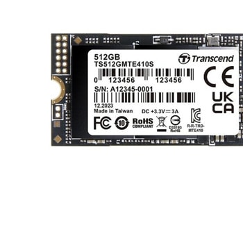 Памет SSD 512GB Transcend 410S (TS512GMTE410S), NVMe, M.2 (2242), скорост на четене до 5000MB/s, скорост на запис до 3500MB/s | JAR Computers Transcend 410S 512GB TS512GMTE410S