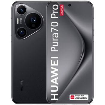 Смартфон Huawei Pura70 Pro (черен), поддържа 2 SIM карти, 6.8" (17.27cm) LTPO OLED HDR 120Hz дисплей, осемядрен Kirin 9010 2.3GHz, 12GB RAM, 512GB Flash памет, 50 + 48 + 12.5 & 13 Mpix камери, EMUI, 220g | JAR Computers Huawei Pura70 Pro Black HBN-L29K