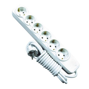 Разклонител VALVNOS, 6 гнезда, 5m, бял | JAR Computers Разклонител VALVNOS 6 гнезда, 5м, без бутон, бял