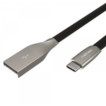 Кабел NATEC Prati (NKA-1954), от USB A(м) към USB C(м), 1m, черен | JAR Computers NATEC Prati NKA-1954
