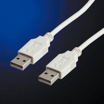 Кабел Roline 11.99.8919, USB A(м) към USB А(м), 1.8m, бял | JAR Computers Roline 11.99.8919 USB A(м) към USB А(м) 1.8m
